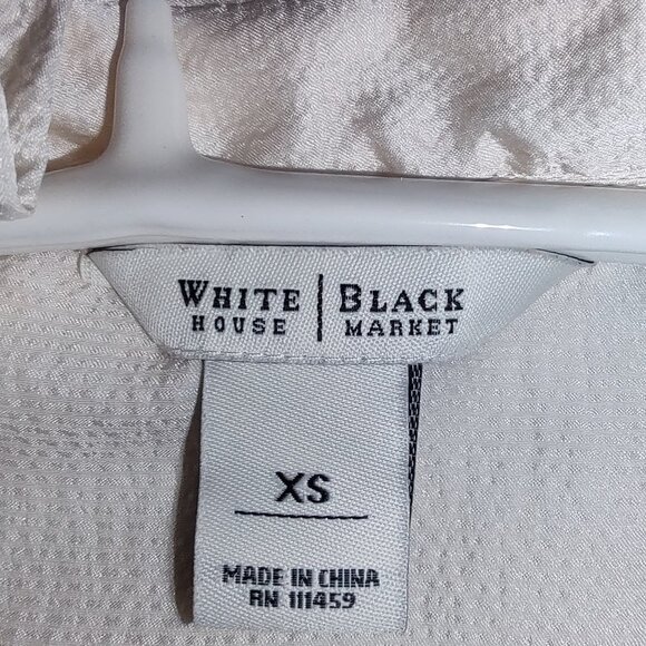 WHITE HOUSE BLACK MARKET BLOUSE SILK COWL DRAPED RUFFLED NECK IVORY XS - Picture 3 of 9